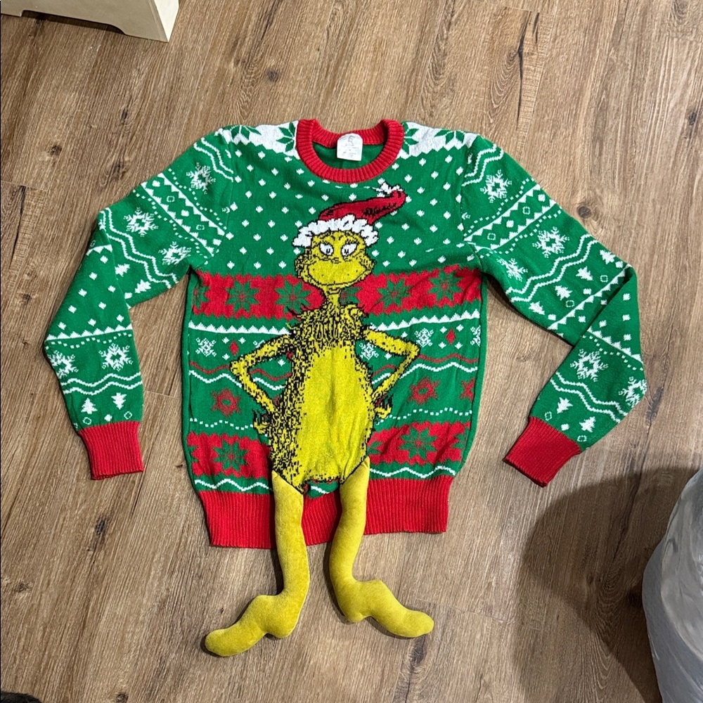 Festive Green and Red Sweater with Grinch